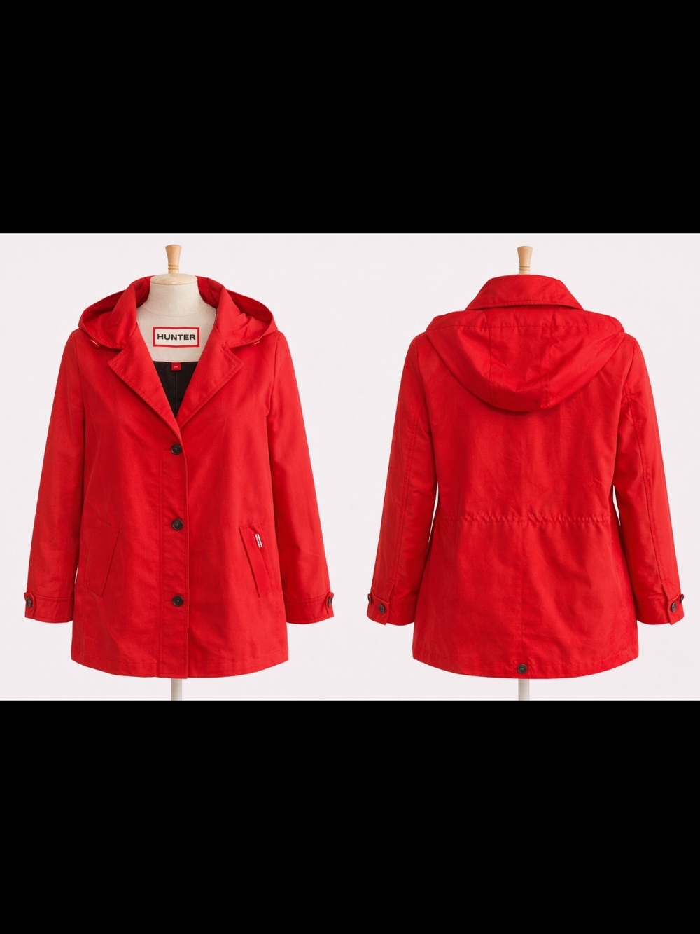 Hunter Size Small Women's NEW Red Hooded Button-Front Trench Jacket